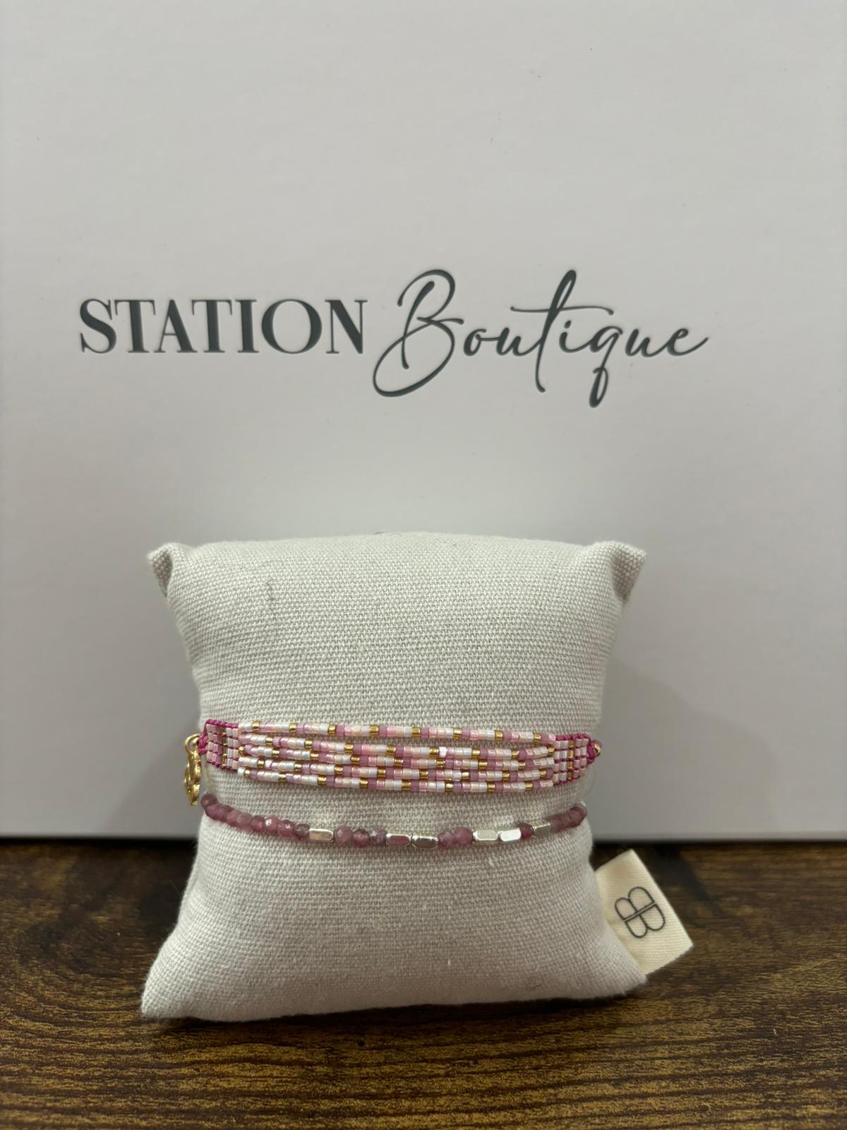 Beaded Friendship Bracelet Pink